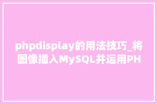 phpdisplay的用法技巧_将图像插入MySQL并运用PHP检索图像
