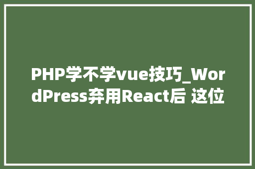 PHP学不学vue技巧_WordPress弃用React后 这位中国开拓者的Vue或成最佳选择