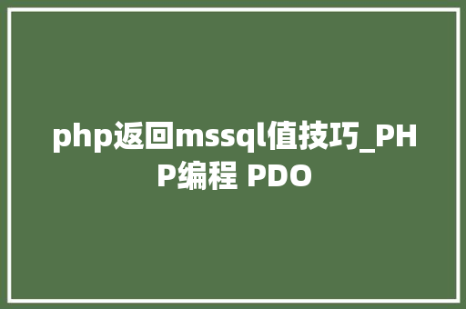 php返回mssql值技巧_PHP编程 PDO