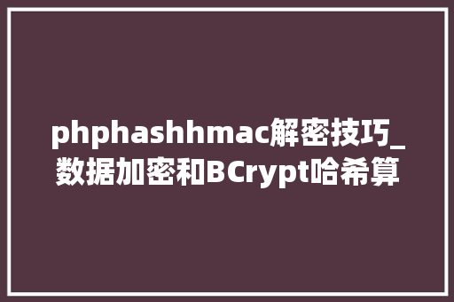 phphashhmac解密技巧_数据加密和BCrypt哈希算法应用  StartDT Tech Lab 15