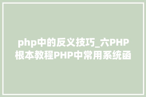 php中的反义技巧_六PHP根本教程PHP中常用系统函数
