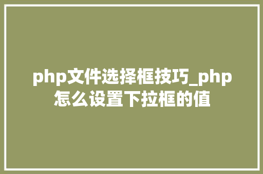 php文件选择框技巧_php怎么设置下拉框的值