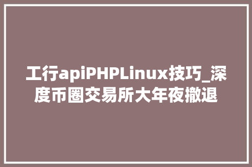 工行apiPHPLinux技巧_深度币圈交易所大年夜撤退