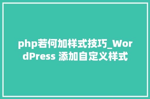 php若何加样式技巧_WordPress 添加自定义样式