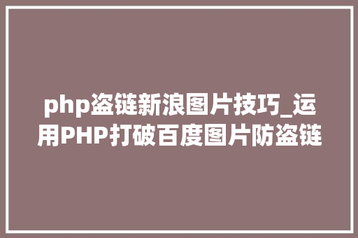php盗链新浪图片技巧_运用PHP打破百度图片防盗链