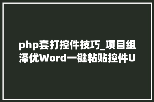 php套打控件技巧_项目组泽优Word一键粘贴控件UJS