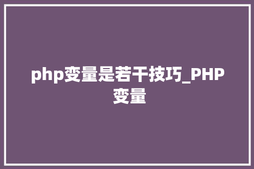 php变量是若干技巧_PHP 变量