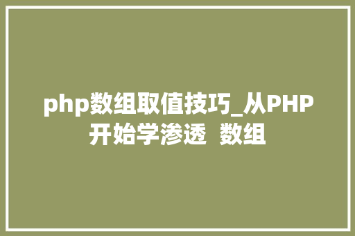 php数组取值技巧_从PHP开始学渗透  数组
