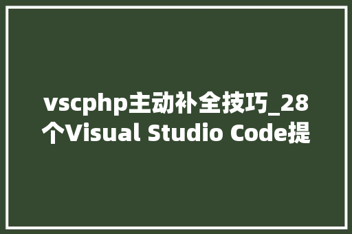 vscphp主动补全技巧_28个Visual Studio Code提高效率的插件