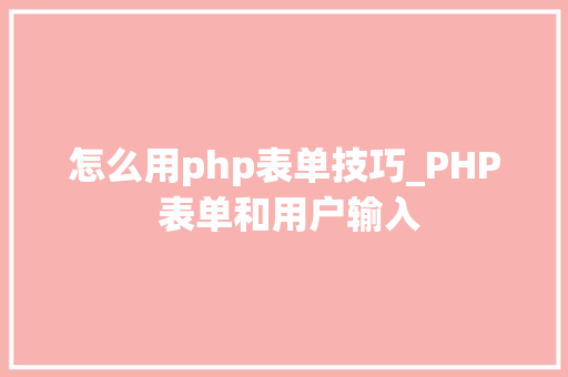 怎么用php表单技巧_PHP 表单和用户输入