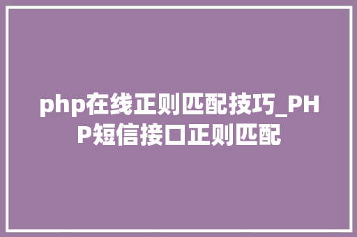 php在线正则匹配技巧_PHP短信接口正则匹配