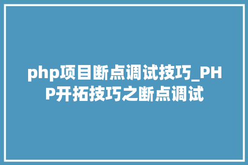 php项目断点调试技巧_PHP开拓技巧之断点调试
