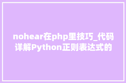nohear在php里技巧_代码详解Python正则表达式的最终运用指南