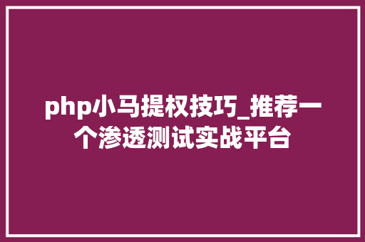 php小马提权技巧_推荐一个渗透测试实战平台