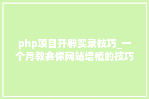 php项目开辟实录技巧_一个月教会你网站培植的技巧方法