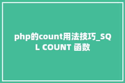 php的count用法技巧_SQL COUNT 函数