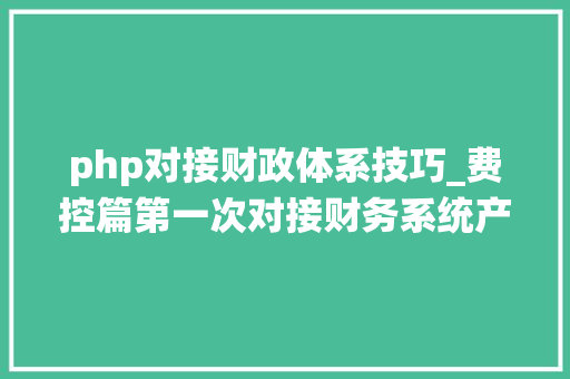 php对接财政体系技巧_费控篇第一次对接财务系统产品该若何做
