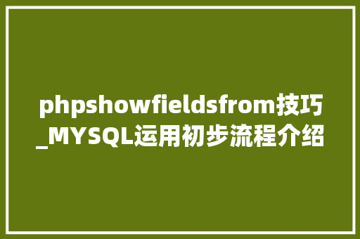 phpshowfieldsfrom技巧_MYSQL运用初步流程介绍