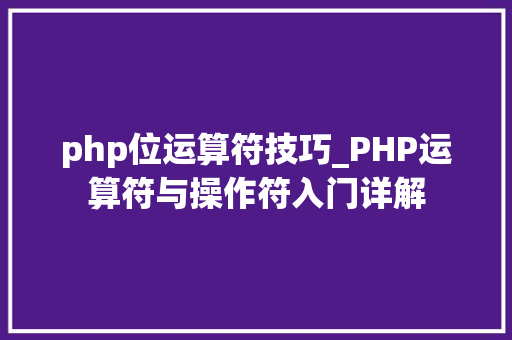 php位运算符技巧_PHP运算符与操作符入门详解