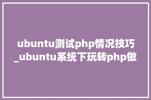 ubuntu测试php情况技巧_ubuntu系统下玩转php做事器情形
