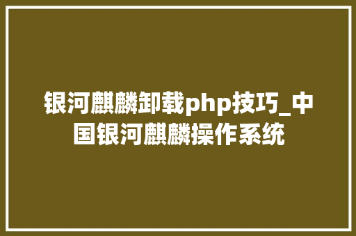 银河麒麟卸载php技巧_中国银河麒麟操作系统