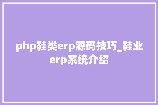 php鞋类erp源码技巧_鞋业erp系统介绍