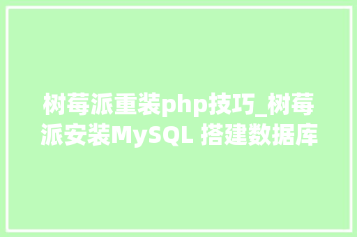树莓派重装php技巧_树莓派安装MySQL 搭建数据库