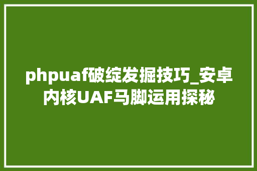 phpuaf破绽发掘技巧_安卓内核UAF马脚运用探秘