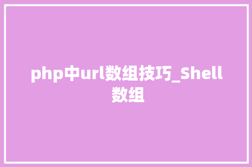 php中url数组技巧_Shell 数组