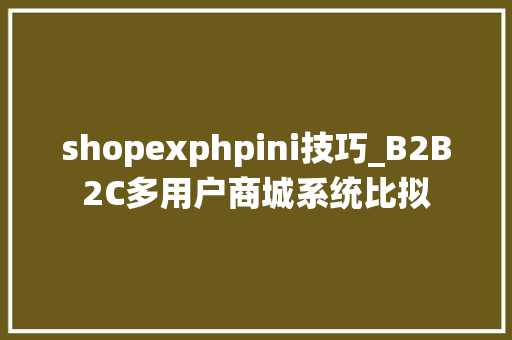 shopexphpini技巧_B2B2C多用户商城系统比拟