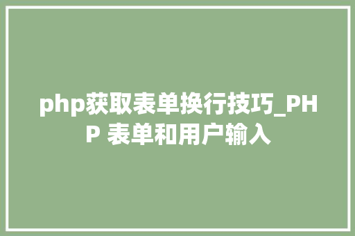 php获取表单换行技巧_PHP 表单和用户输入