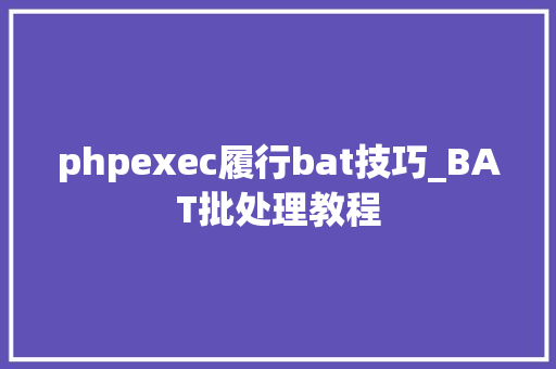 phpexec履行bat技巧_BAT批处理教程