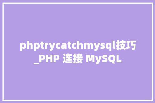 phptrycatchmysql技巧_PHP 连接 MySQL