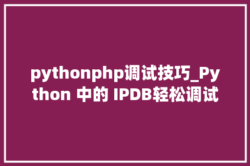 pythonphp调试技巧_Python 中的 IPDB轻松调试您的代码