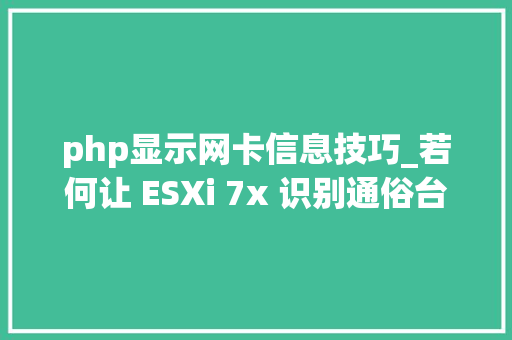 php显示网卡信息技巧_若何让 ESXi 7x 识别通俗台式机的网卡