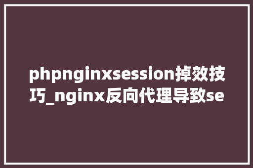 phpnginxsession掉效技巧_nginx反向代理导致session失落效的问题处理