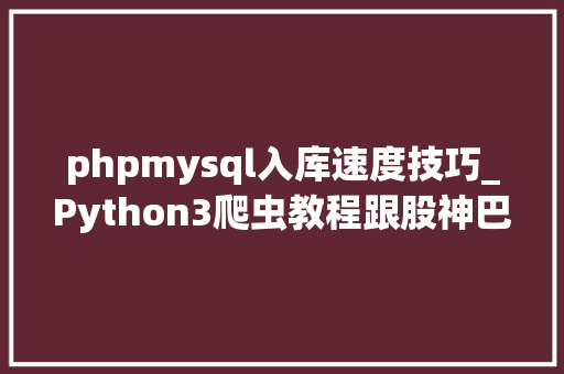 phpmysql入库速度技巧_Python3爬虫教程跟股神巴菲特进修炒股之财务报表入库MySQL