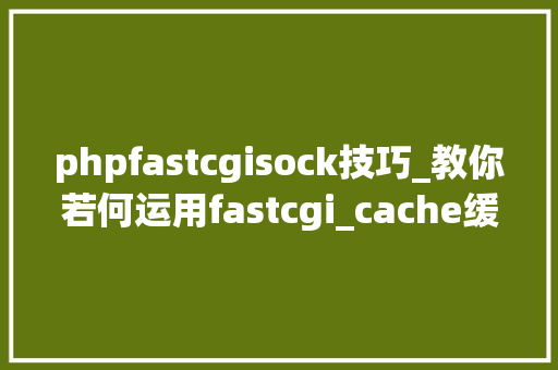 phpfastcgisock技巧_教你若何运用fastcgi_cache缓存加速WordPress