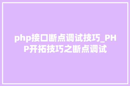 php接口断点调试技巧_PHP开拓技巧之断点调试