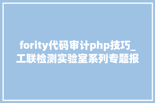 fority代码审计php技巧_工联检测实验室系列专题报道之七源代码安然审计能力介绍