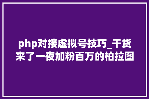 php对接虚拟号技巧_干货来了一夜加粉百万的柏拉图源码仍给你