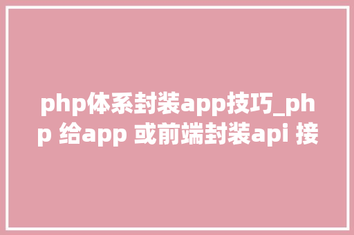 php体系封装app技巧_php 给app 或前端封装api 接口json格式