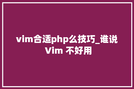 vim合适php么技巧_谁说 Vim 不好用
