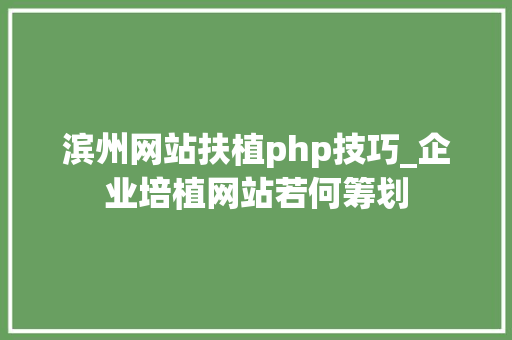 滨州网站扶植php技巧_企业培植网站若何筹划