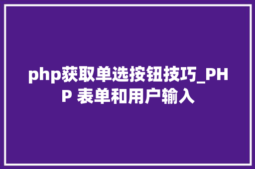 php获取单选按钮技巧_PHP 表单和用户输入