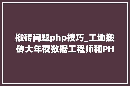 搬砖问题php技巧_工地搬砖大年夜数据工程师和PHP轨范员工作10年后谁先买房子