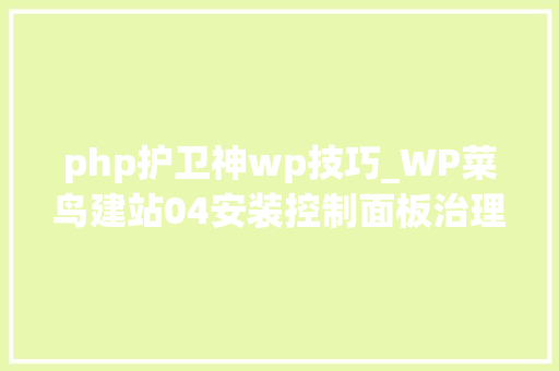 php护卫神wp技巧_WP菜鸟建站04安装控制面板治理做事器后台