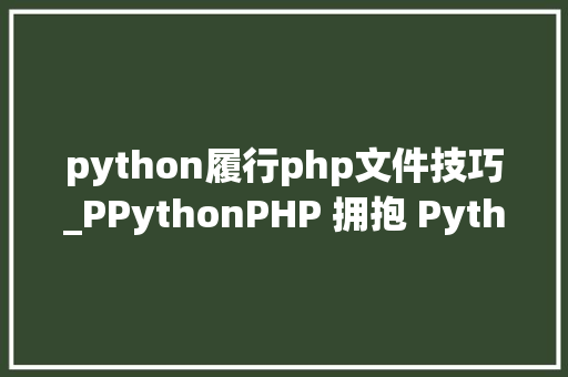 python履行php文件技巧_PPythonPHP 拥抱 Python 的利器