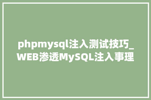 phpmysql注入测试技巧_WEB渗透MySQL注入事理与注入检测