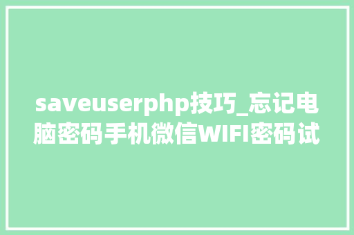 saveuserphp技巧_忘记电脑密码手机微信WIFI密码试试这个密码治理对象
